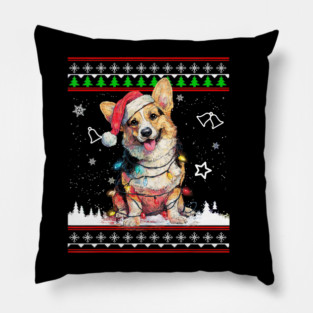 Corgi Christmas Ugly Sweater Funny Dog Xmas Pillow