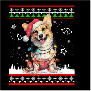 Corgi Christmas Ugly Sweater Funny Dog Xmas Posters and Art