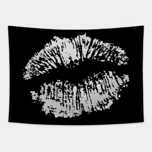 Kiss Smooch Lips White Tapestry