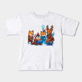 Winter Fantasy Adventurers – Cute Christmas RPG Animal Party Design Kids T-Shirt