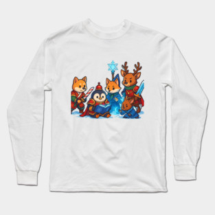 Winter Fantasy Adventurers – Cute Christmas RPG Animal Party Design Long Sleeve T-Shirt
