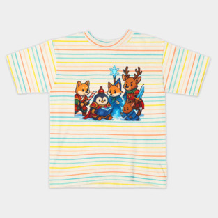 Winter Fantasy Adventurers – Cute Christmas RPG Animal Party Design Kids T-Shirt