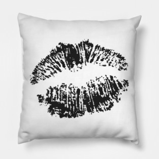 Kiss Smooch Lips Black Pillow