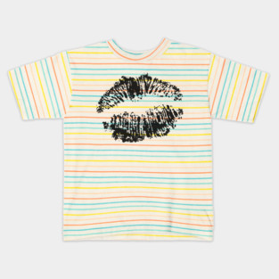 Kiss Smooch Lips Black Kids T-Shirt