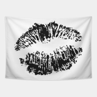 Kiss Smooch Lips Black Tapestry