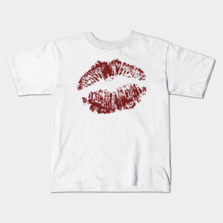 Kiss Smooch Lips Burgundy Kids T-Shirt