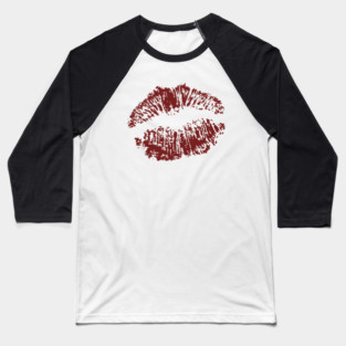 Kiss Smooch Lips Burgundy Baseball T-Shirt