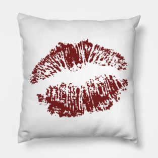 Kiss Smooch Lips Burgundy Pillow
