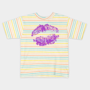 Kiss Smooch Lips Purple Kids T-Shirt