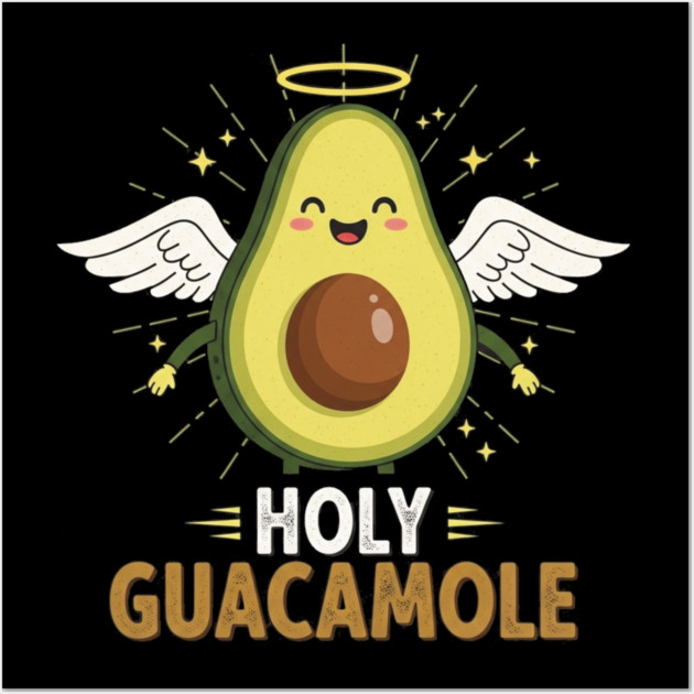 Avocado Guacamole Tee - Holy Guac Saintly Foodie Gift Wall Art by OUTFITPAW