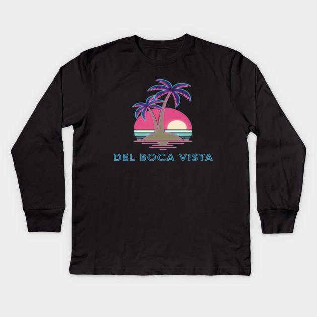 Del Boca Vista Tee - Retirement Community Retro-Wave Kids Long Sleeve T-Shirt by OUTFITPAW