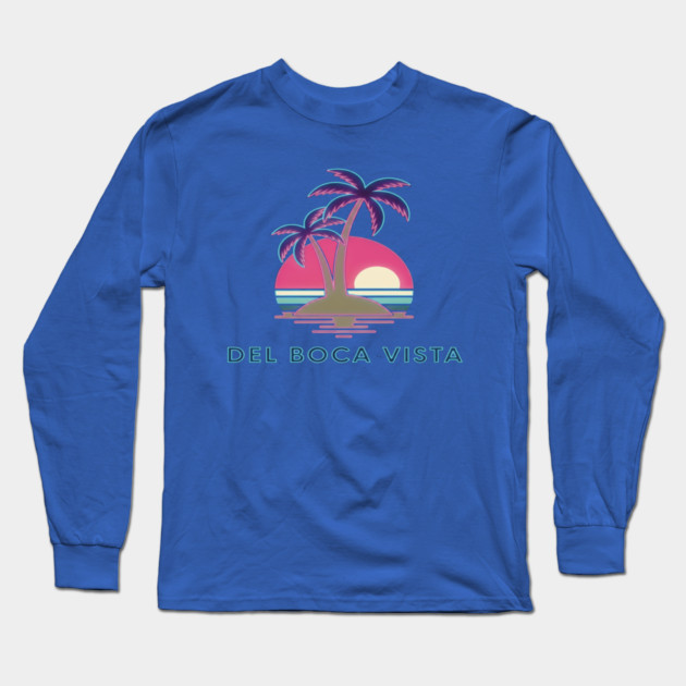 Del Boca Vista Tee - Retirement Community Retro-Wave Long Sleeve T-Shirt by OUTFITPAW