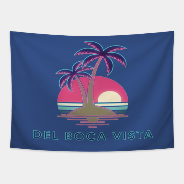 Del Boca Vista Tee - Retirement Community Retro-Wave Tapestry by OUTFITPAW