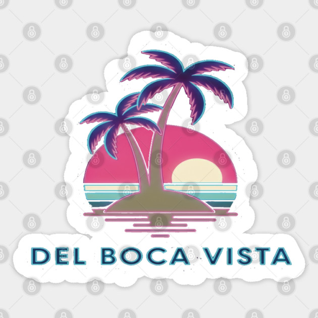 Del Boca Vista Tee - Retirement Community Retro-Wave Sticker by OUTFITPAW