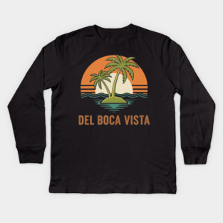 Del Boca Vista Tee - Vintage Palm Tree Condo Life Kids Long Sleeve T-Shirt
