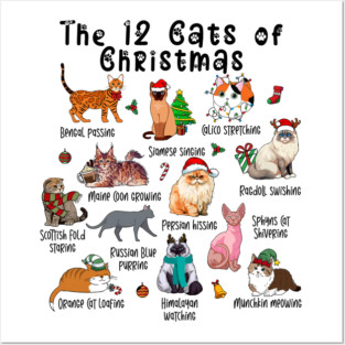 Cute Christmas Cats With Santa Hats, Gifts, And Holiday Lights For Cat Lovers Everywhere Posters and Art