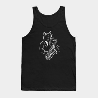 Cat Jazz plays Sax Tank Top