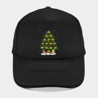 Funny Cannabis Christmas Tree with Lights and Holiday Gifts Art Hat