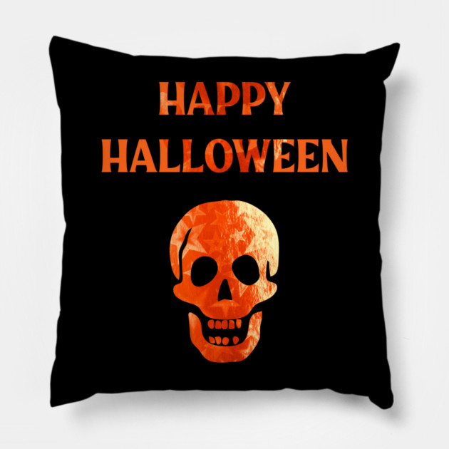 Happy Halloween Laughing Skull Pillow by Cheeky Witch
