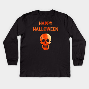Happy Halloween Laughing Skull Kids Long Sleeve T-Shirt