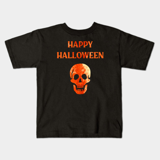 Happy Halloween Laughing Skull Kids T-Shirt by Cheeky Witch