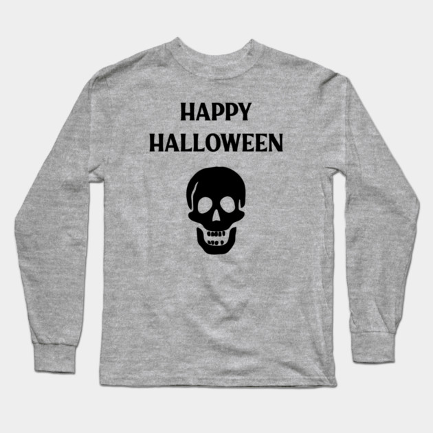 Laughing Skull Happy Haloween Long Sleeve T-Shirt by Cheeky Witch