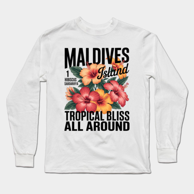 Maldives Island Tropical Bliss Hibiscus Long Sleeve T-Shirt by norhando