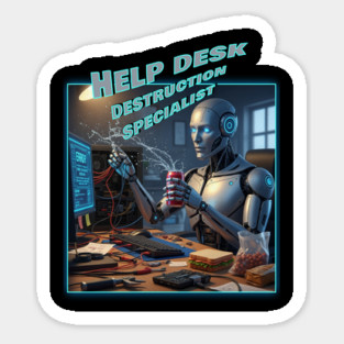 AI Help Desk Destruction Sticker