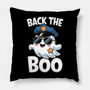 Back the Boo Funny Halloween Police Ghost Pillow