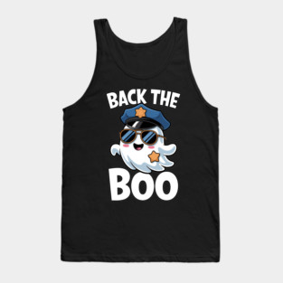Back the Boo Funny Halloween Police Ghost Tank Top