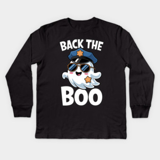Back the Boo Funny Halloween Police Ghost Kids Long Sleeve T-Shirt