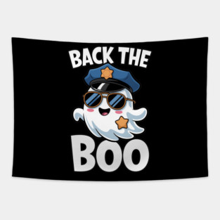 Back the Boo Funny Halloween Police Ghost Tapestry
