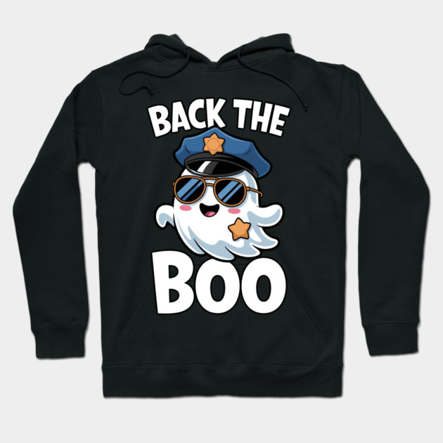 Back the Boo Funny Halloween Police Ghost Hoodie by belownormal
