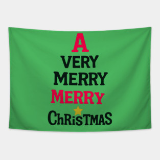 A Very Merry Merry Christmas – Fun Holiday Text Art Tapestry