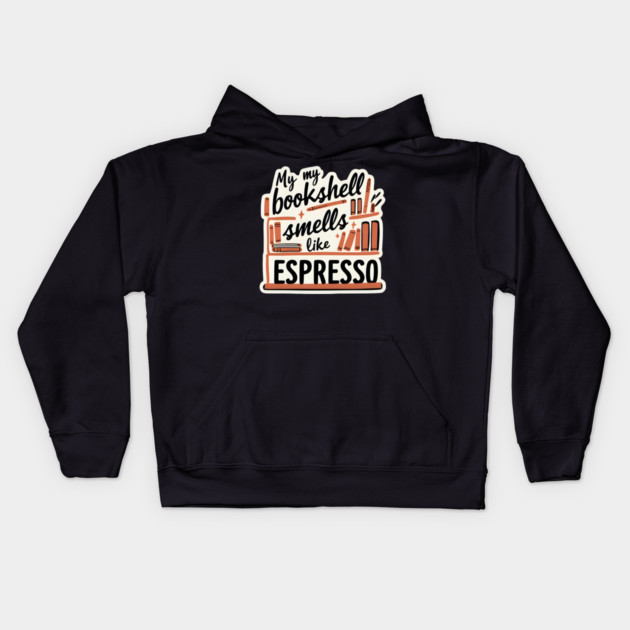 Bookshelf Like Espresso books coffee Kids Hoodie by SR8891