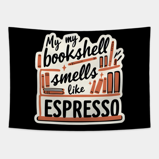 Bookshelf Like Espresso books coffee Tapestry by SR8891