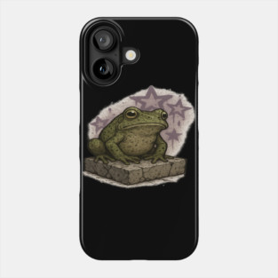 Cosmic Frog Sitting on Stone in Graffiti Style Phone Case