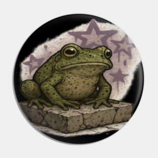 Cosmic Frog Sitting on Stone in Graffiti Style Pin