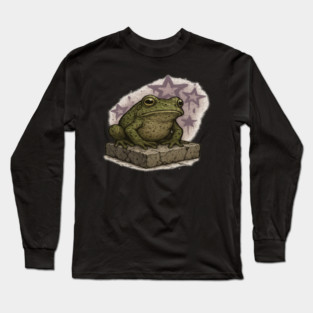 Cosmic Frog Sitting on Stone in Graffiti Style Long Sleeve T-Shirt