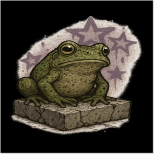 Cosmic Frog Sitting on Stone in Graffiti Style Posters and Art