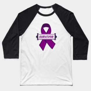 Purple Awareness Ribbon - Survivor Baseball T-Shirt