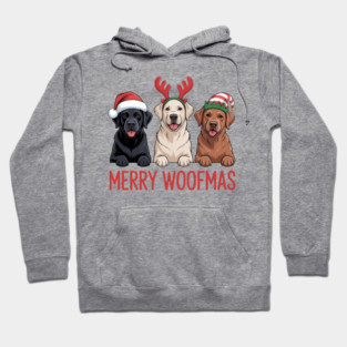 Black Yellow Chocolate Lab Christmas Labrador Merry Woofmas Hoodie