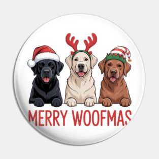 Black Yellow Chocolate Lab Christmas Labrador Merry Woofmas Pin