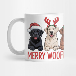 Black Yellow Chocolate Lab Christmas Labrador Merry Woofmas Mug
