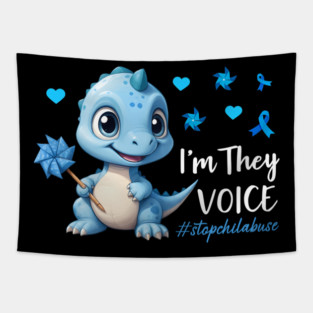 Dino Child Abuse I'M Their Voice Pinwheel Tapestry