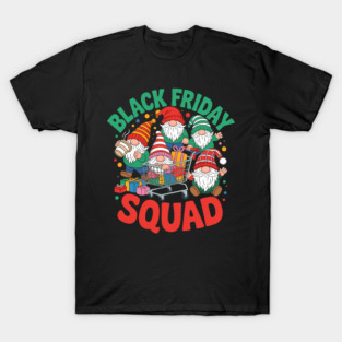 Friday Shopping Squad Black Family Christmas Gnomies T-Shirt