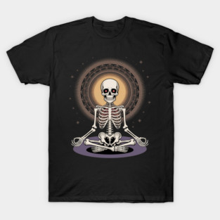 Sitting Skull Skeleton Spiritual Mandalas T-Shirt