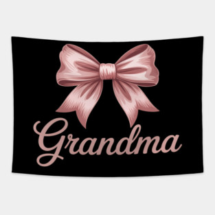 Grandma Pink Bow Birthday Baby Shower Family Pink Ribbon Tapestry