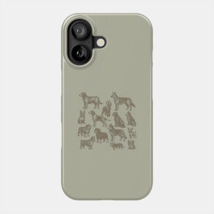 Vintage Dog Breeds Illustration – Classic Sepia Sketch Design Phone Case