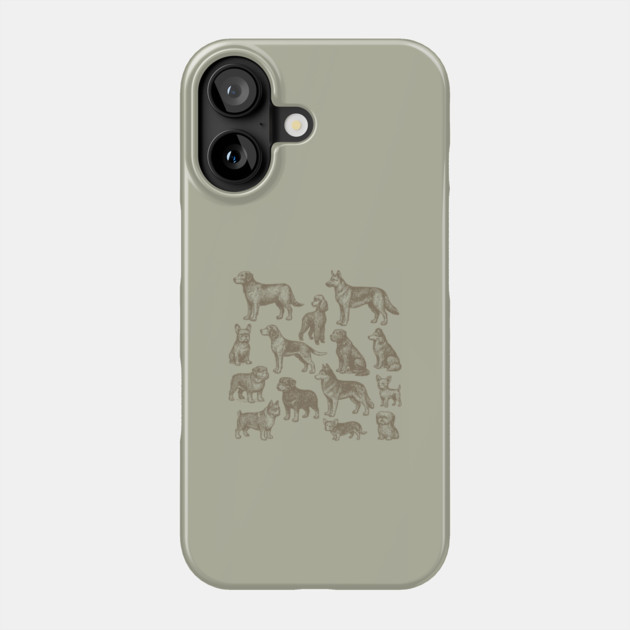 Vintage Dog Breeds Illustration – Classic Sepia Sketch Design Phone Case by DonWillisJrArt